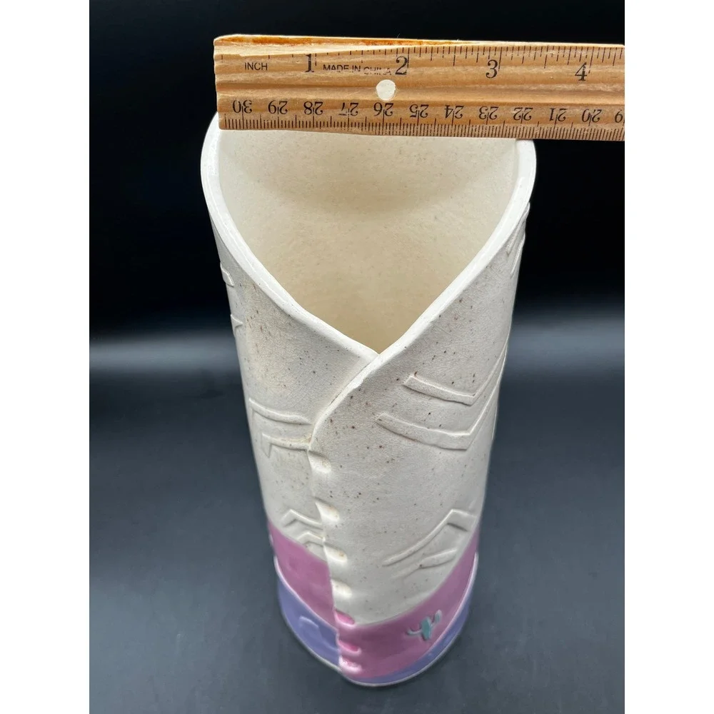 1990 Southwestern Studio Pottery Coyote Moon Vase Signed 10.25